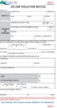 Bylaw Violation Notice Bylaw Violation Notice